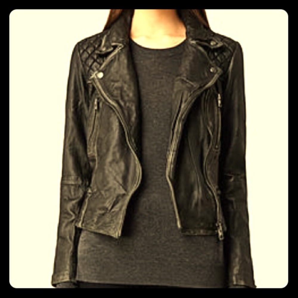 All Saints Black Cargo Leather Jacket